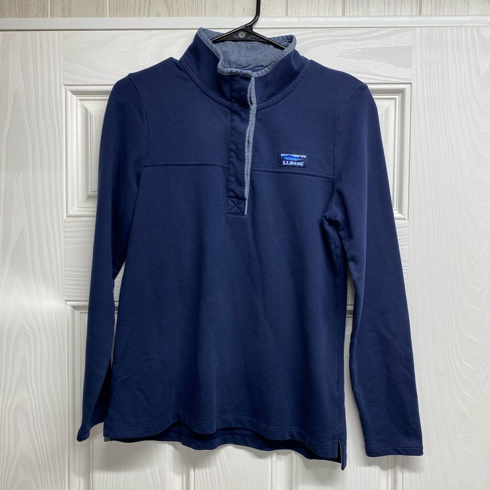 LL Bean 1/4 Button Long Sleeve Sweater Sweatshirt Women's